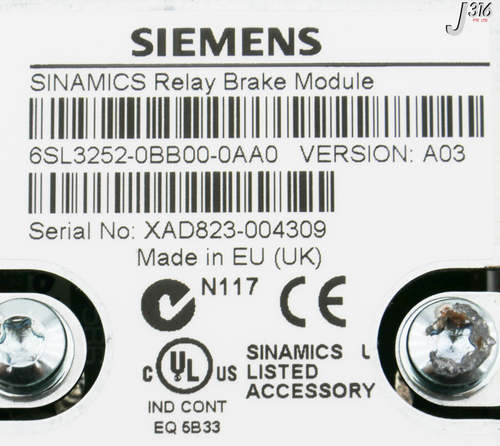 31866 SIEMENS SINAMICS RELAY BRAKE MODULE (NEW) 6SL3252-0BB00-0AA0